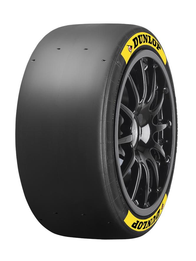 SP Racing Medium Compound_Blk on Y_245-650R18_view1_Dunlop on top_LR